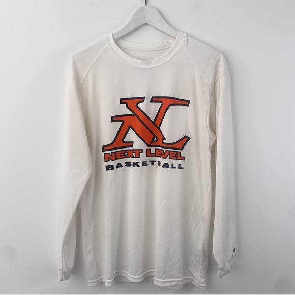 Next Level Apparel Basketball White Long Sleeve Tee - Picture 1 of 12